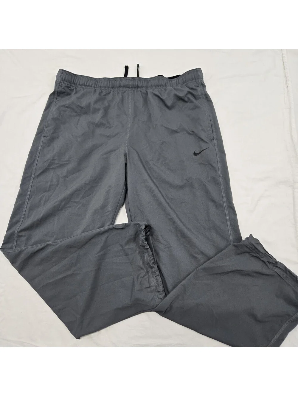Men's LARGE Nike Dri-Fit Training Pants Cool Grey Pockets Adjustable 377786-064